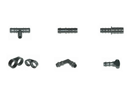 Damla sulma ek parçaları; mini vana, çıkış nipeli, conta, ekleme nipeli, dirsek, gözlük körtapa, tapa, te, redüksiyon