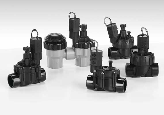 Sulama sisteminin vazgeçilmezi solenoid vanalar DV,HV,PGA, PGV ve PGI modelleriyle sistemin her basınçta ihtiyaca karşılayabilecek ürünlerdir. Rain Bird ve Hunter olarak en çok kullanılan modelleri 100-DV, 100-HV, 150-PGA ve 200-PGA dır.